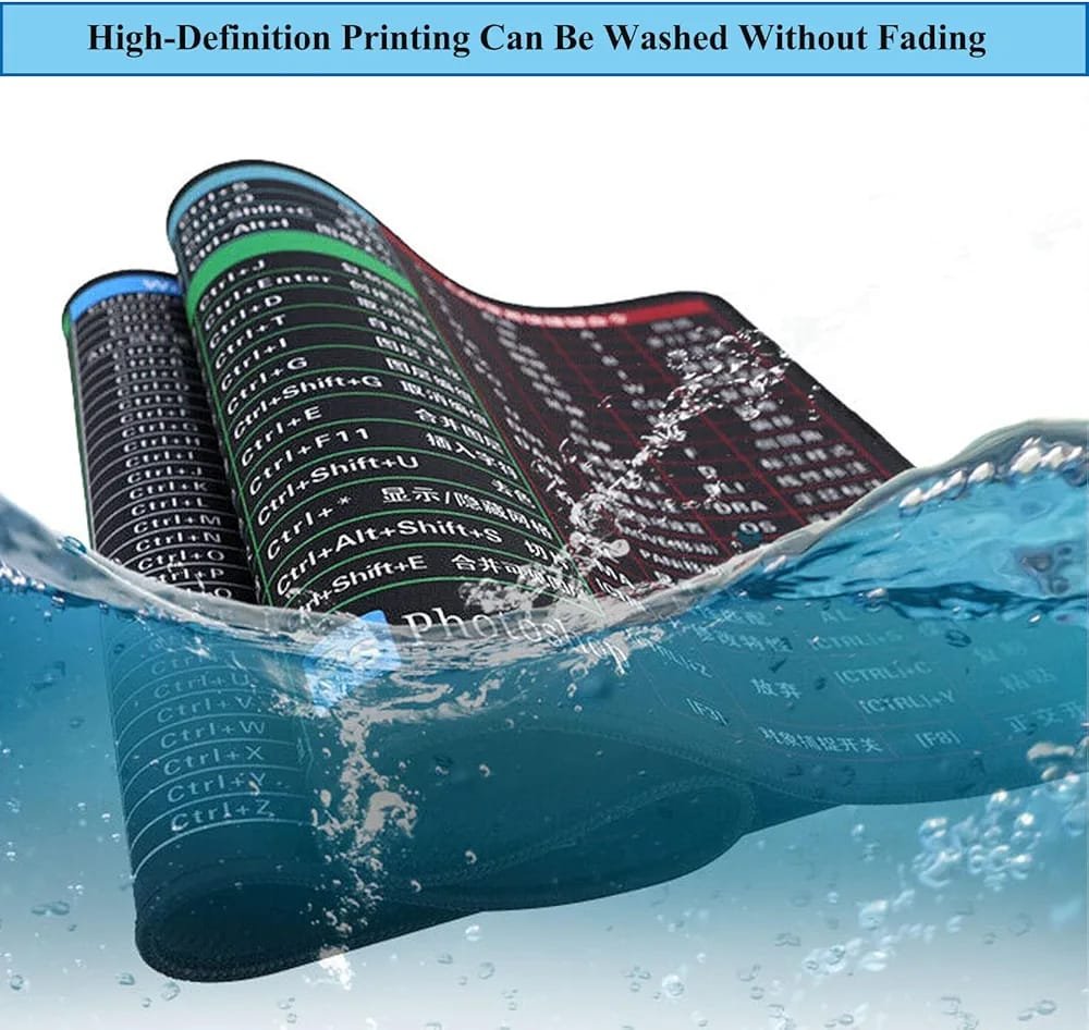 Large Excel Shortcut Keyboard Mouse Pad & Desk Mat 30×59cm | Extended Non-Slip Office Table Mat for Work Study Gaming