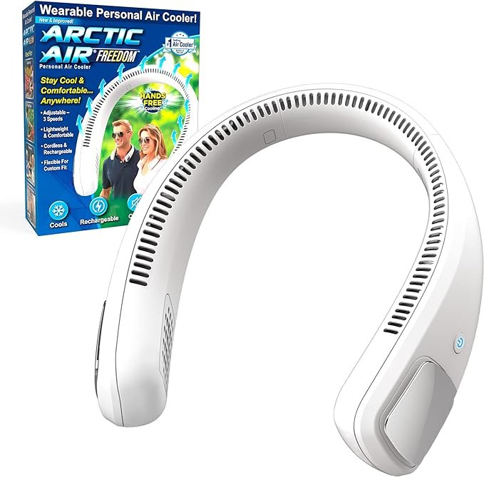 Arctic Air Freedom Wearable Neck Fan & Air Purifier | USB Rechargeable 3-Speed Personal Cooler for Indoor Outdoor Travel