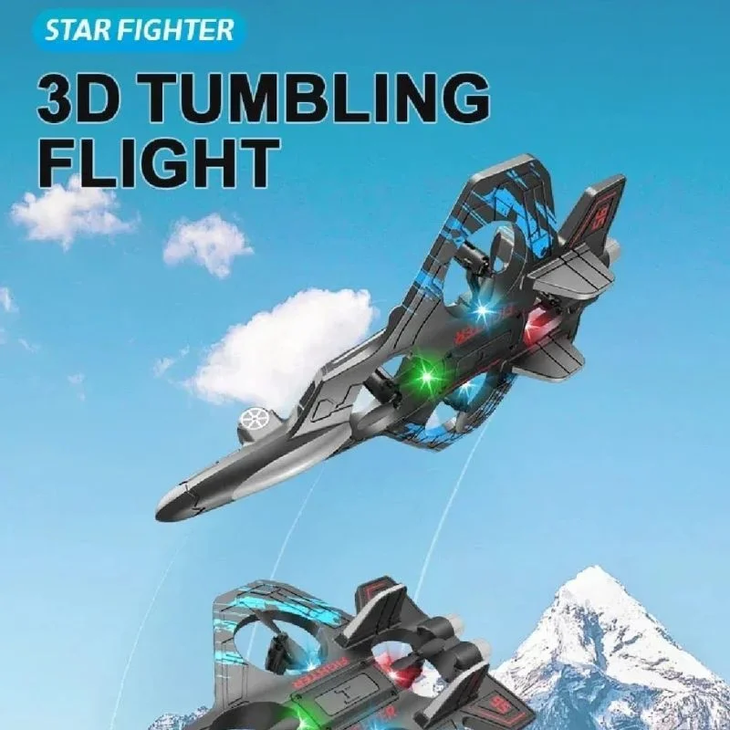 Premium RC Fighter Jet Plane 2.4 | Remote Control Foam Airplane Toy with Lights & 3D Stunt Glider