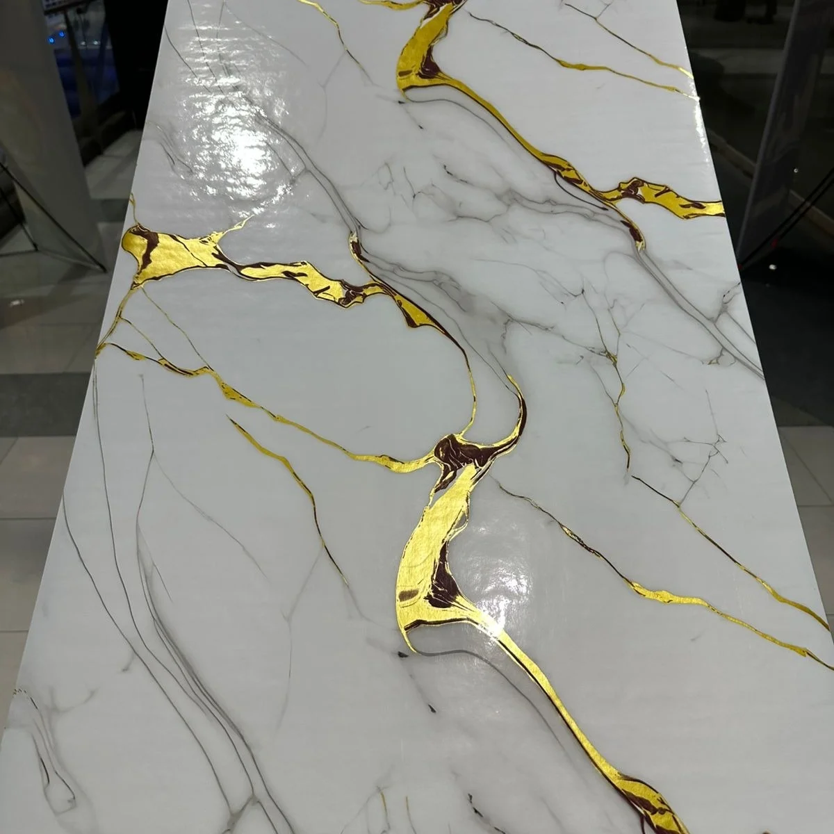 White, Grey & Gold | Marble Sheet Sticker 60x200cm | Waterproof Self-Adhesive PVC Wallpaper for Furniture Walls