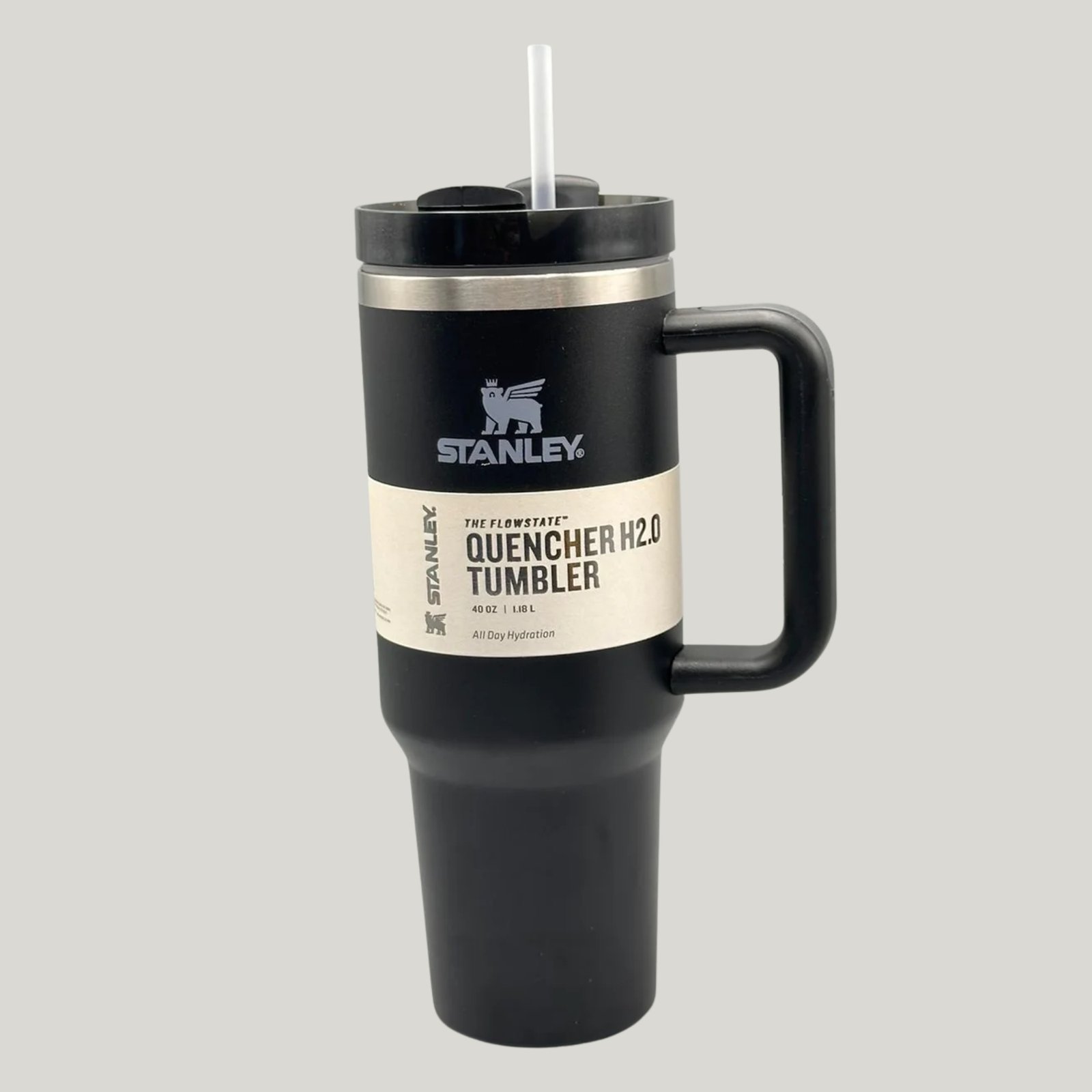 Black Stanley 40 Oz Stainless Steel Tumbler | Leak-Proof Vacuum Insulated Travel Mug | Hot & Cold