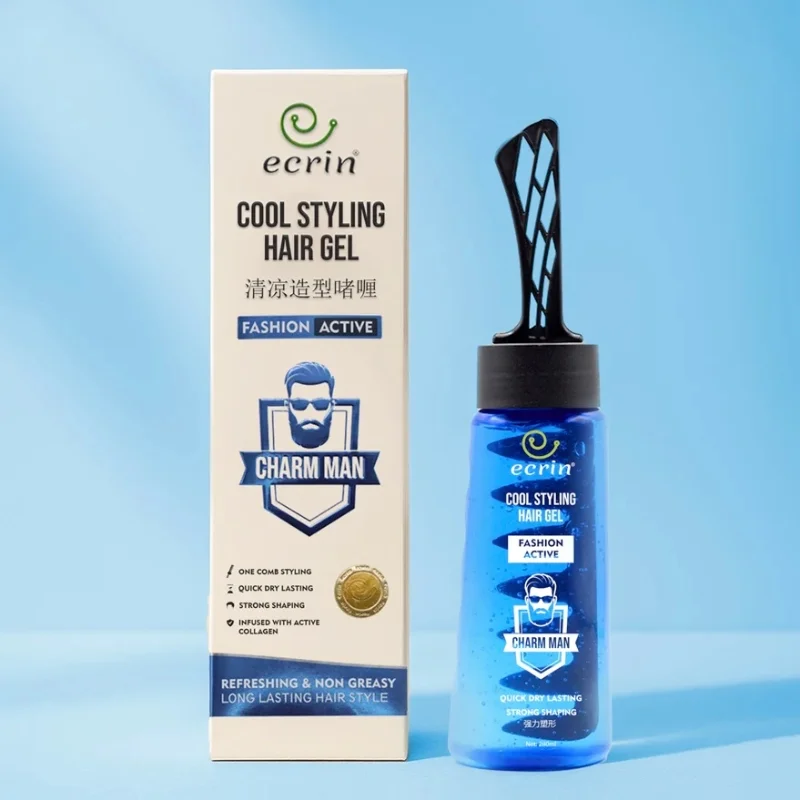 ECRIN Cool Styling Hair Gel 280ml with Active Collagen Strong Hold & Cool Fresh Effect