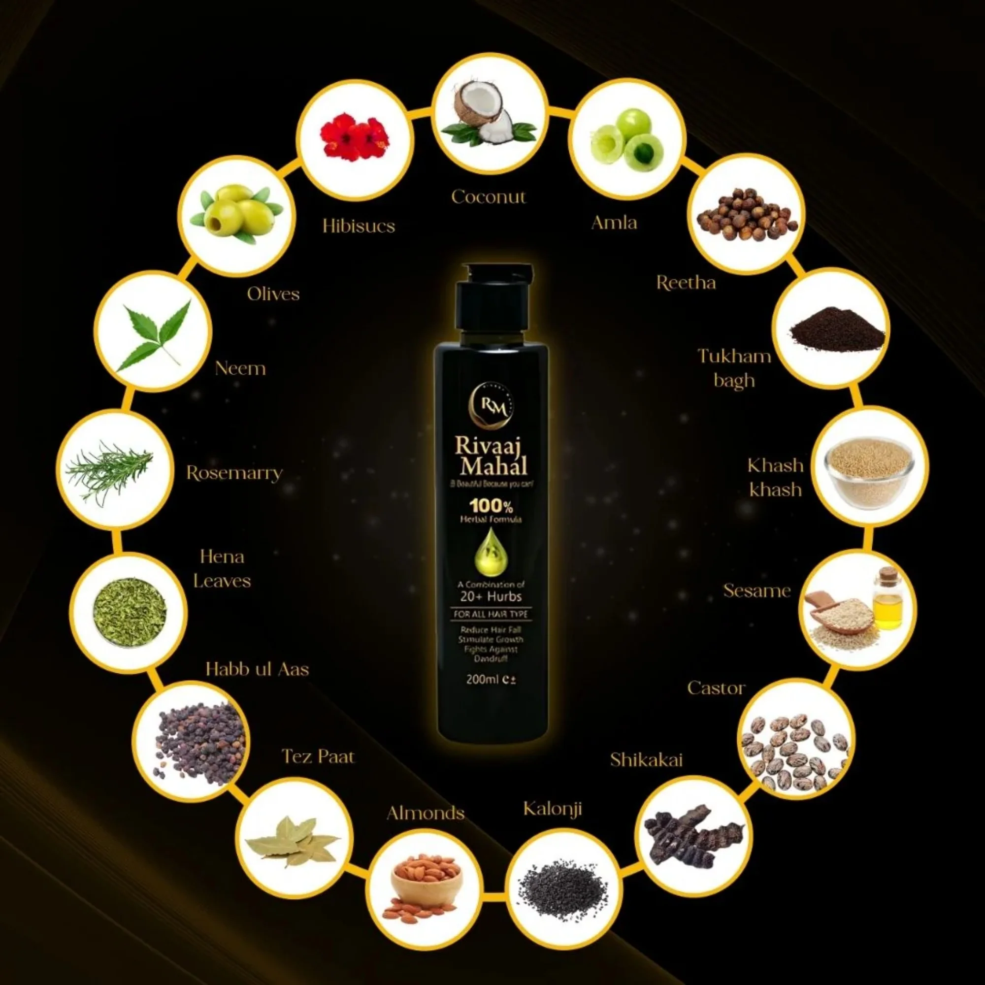 Rivaaj Mahal Herbal Hair Oil 100% | 20+ Herbs for Strong & Healthy Hair