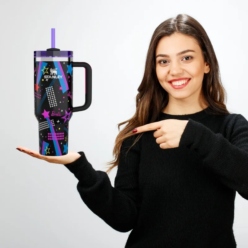 Black Stylish Stanley Barbie Tumbler H2.0 Tumbler 1.18L Limited Edition Double Wall Vacuum Insulated