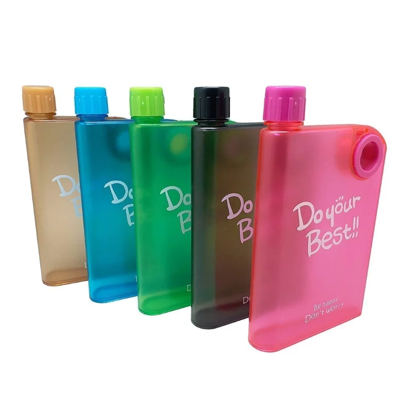 Orange Ultra Slim Notebook Style Water Bottle 380ml | Portable Memo Bottle for Travel, School & Office