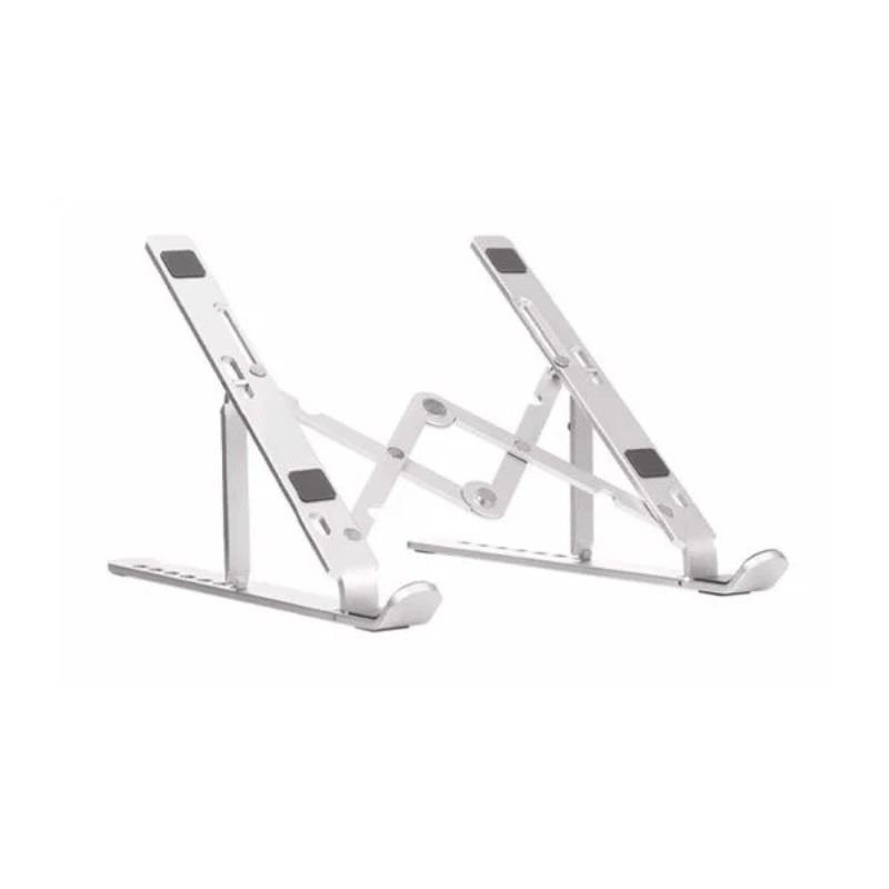 Premium Aluminum Foldable Laptop Stand | Sturdy, Adjustable, Portable | Silver & Black