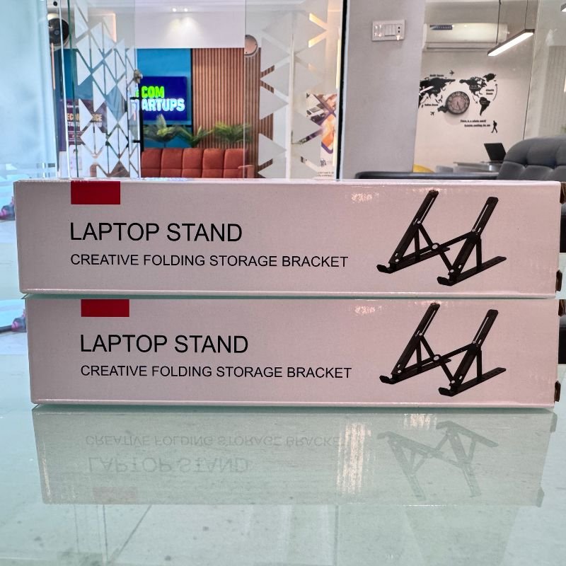 Premium Aluminum Foldable Laptop Stand | Sturdy, Adjustable, Portable | Silver & Black