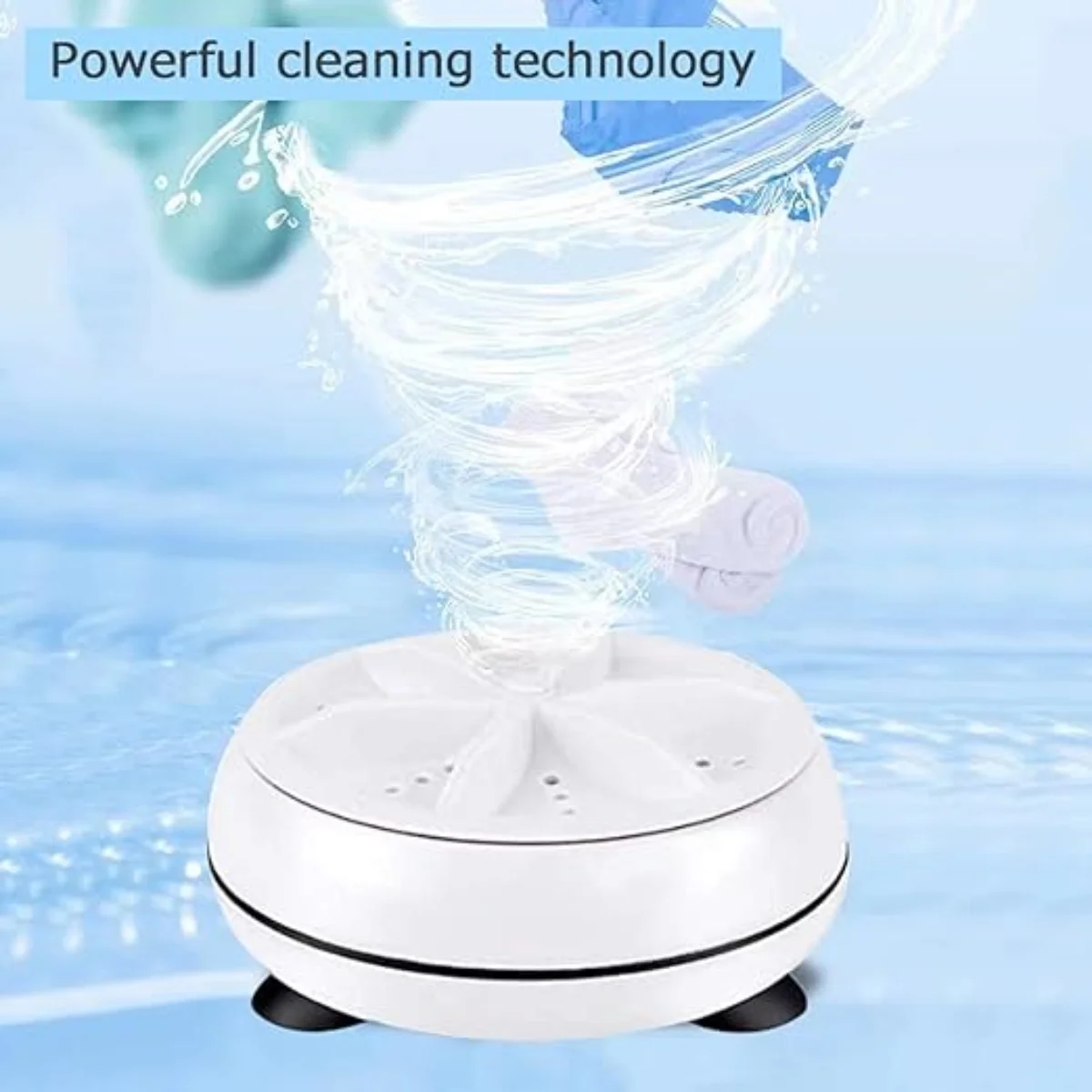 Portable USB Mini Turbo Washer | Ultrasonic Travel Washing Machine for Socks, Underwear & Dishes