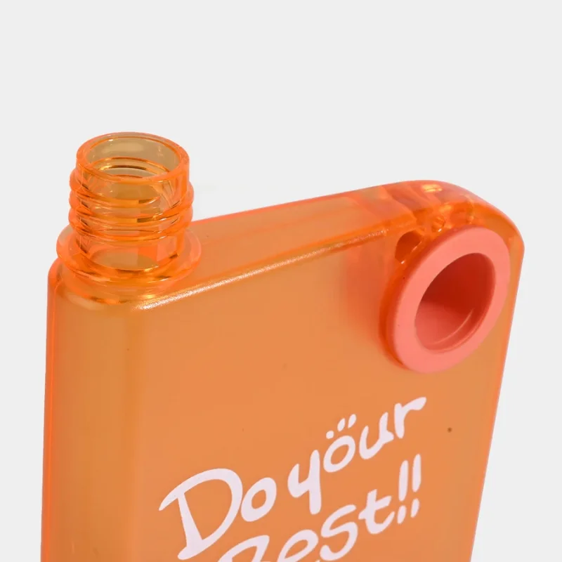 Orange Ultra Slim Notebook Style Water Bottle 380ml | Portable Memo Bottle for Travel, School & Office