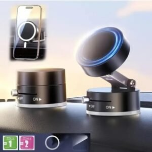 Magnetic Wireless Phone Holder with Foldable Suction Grip for Secure Mounting