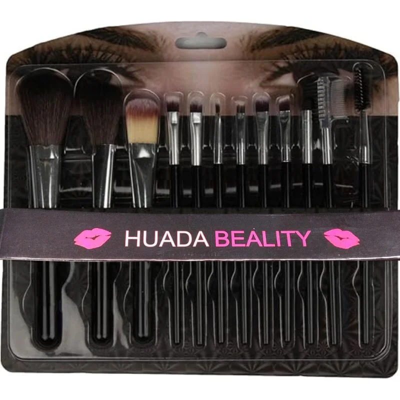 Makeup Brush Set 12-Piece Professional Makeup Tool Kit | Soft, High-Quality Synthetic Bristles | Huada | Fit Me | Pabibrow
