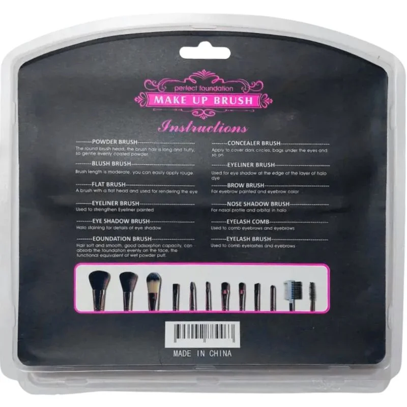 Makeup Brush Set 12-Piece Professional Makeup Tool Kit | Soft, High-Quality Synthetic Bristles | Huada | Fit Me | Pabibrow