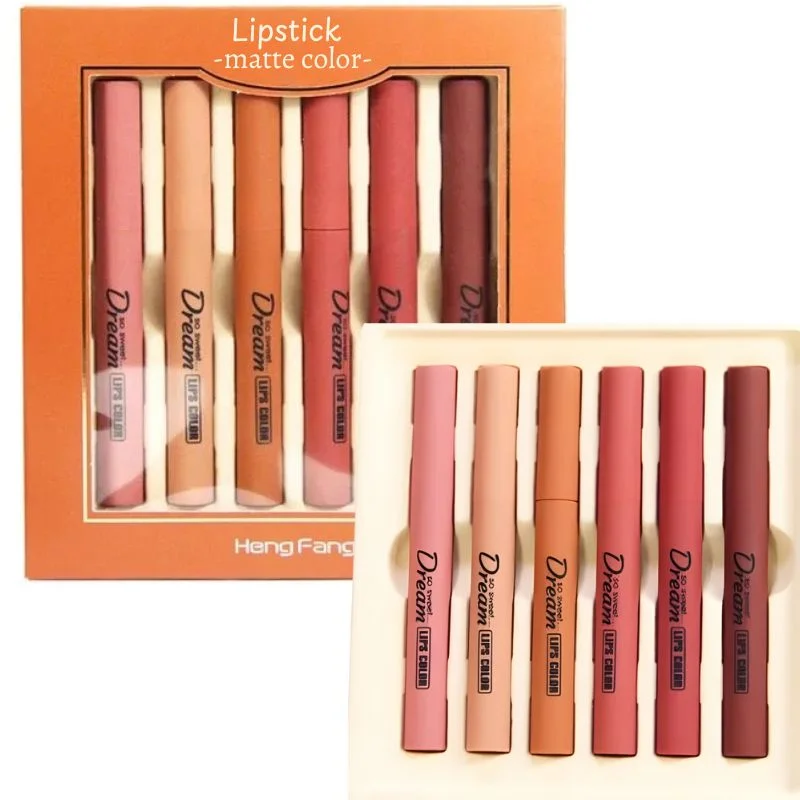 Hengfang Matte Dream Lipstick Set 6-Piece Long-Lasting Nude Shades | Waterproof, Smooth Finish
