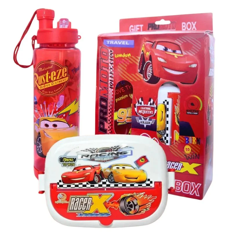 2-in-1 Kids Lunch Box & Water Bottle Set | School Combo Gift Pack with Bottle & Lunch Box | Multiple Cartoon Characters