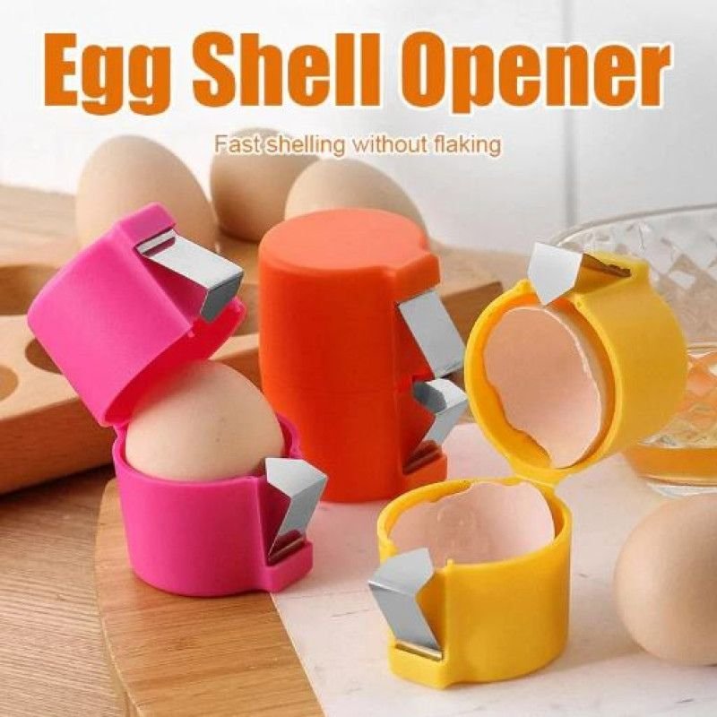 Efficient Egg Opener & Egg Shell Cracker Tool | Stainless Steel Egg Shell Opener Kitchen Gadget for Raw & Boiled Eggs | Random color