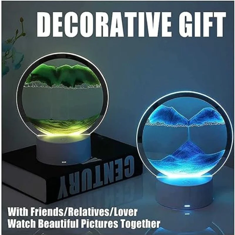 3D Moving Sand Art LED Lamp | Flowing Sandscape Painting Display | USB Decorative Table Lamp for Home & Office | Random Color