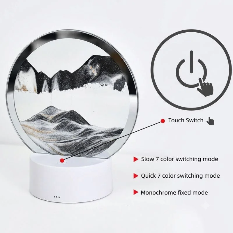 3D Moving Sand Art LED Lamp | Flowing Sandscape Painting Display | USB Decorative Table Lamp for Home & Office | Random Color