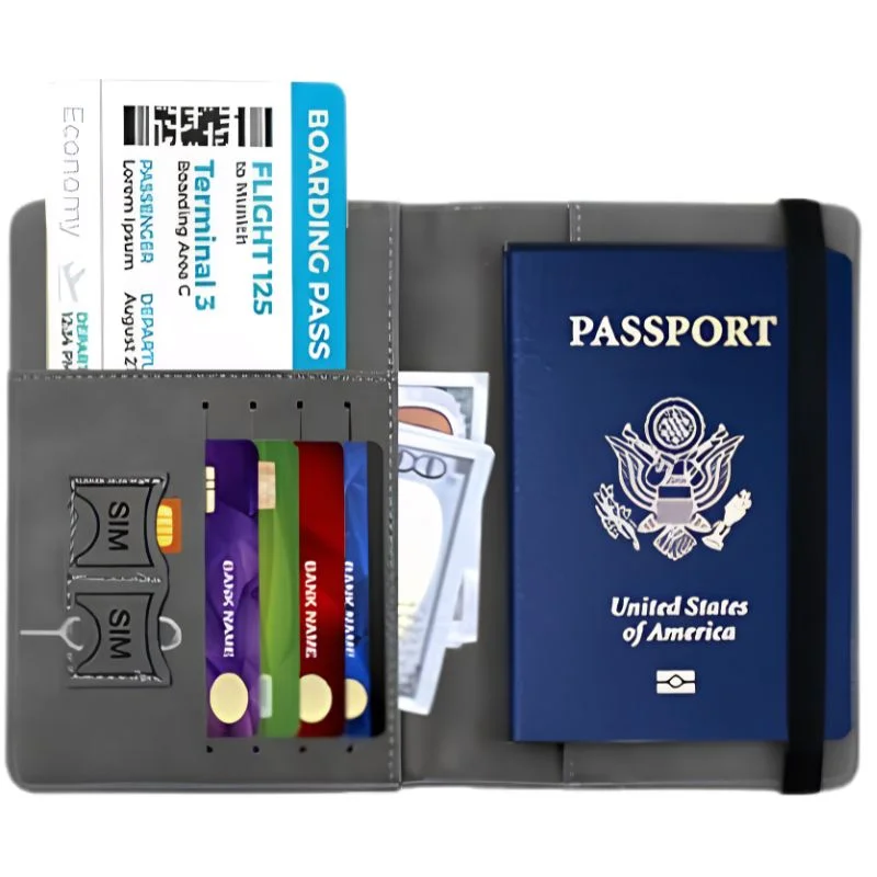 RFID Blocking Passport Wallet  | PU Leather Travel Document Holder with Card & Cash Pockets | Random Color