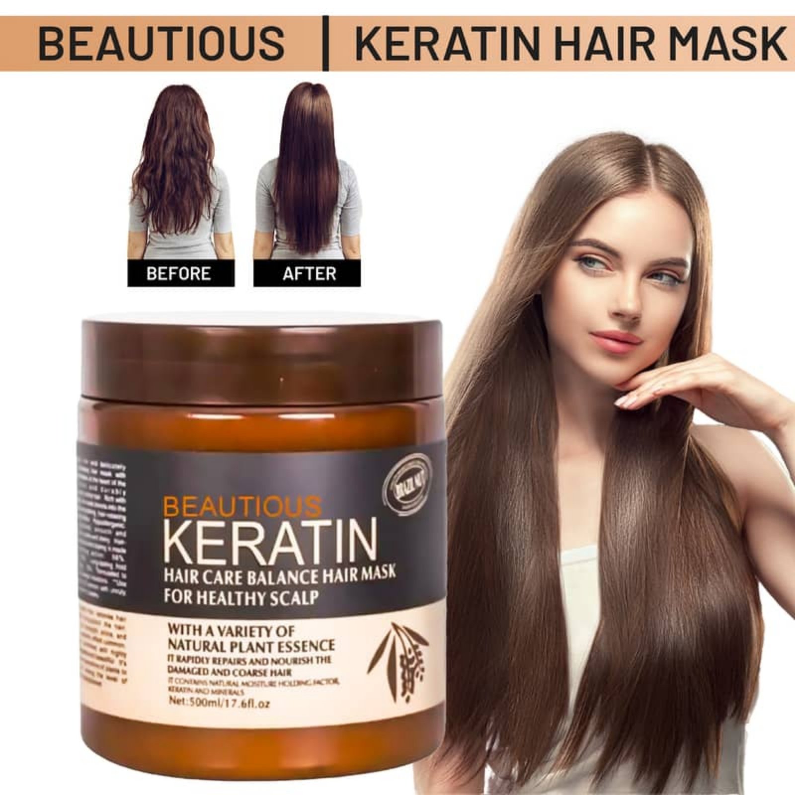 Brazil Nut Keratin Hair Mask 500ml | Nourishing, Strengthening & Smoothing Hair Treatment