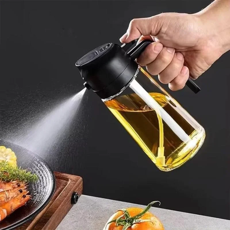 2-in-1 Glass Oil Spray Bottle & Dispenser with Pouring Spout | Kitchen Oil Mister for Air Fryer, BBQ & Cooking| 450ml