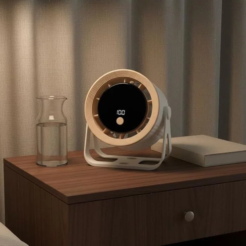 Desktop Circular Rechargeable Fan with 360? Adjustable Airflow | Model QL-02 | Quiet Personal Cooling Fan for Home, Office & Bedroom | Random Color