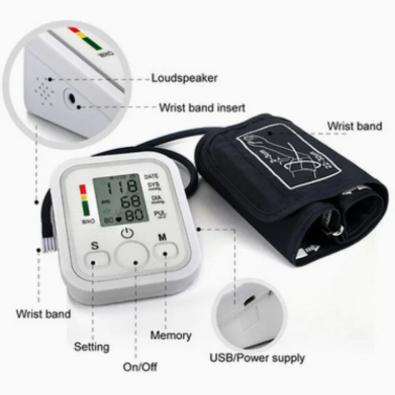 Digital Blood Pressure Monitor | Upper Arm Automatic BP Machine with Large LCD Display, Memory Storage & Voice Function for Home Monitoring